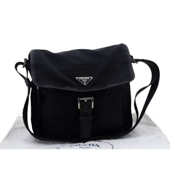 Prada Handbags - SOLD Prada Tessuto Black Nylon Small Messenger Bag Crossbody Bag Handbag